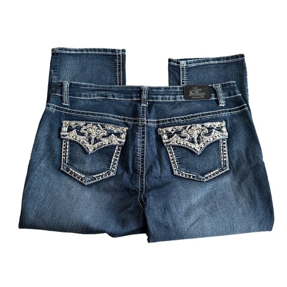  Love Indigo Women's 12 Ebroidered Studded Crop Jeans - Picture 4 of 8